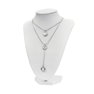 Necklace White Heart Nickel Silver 1 pc