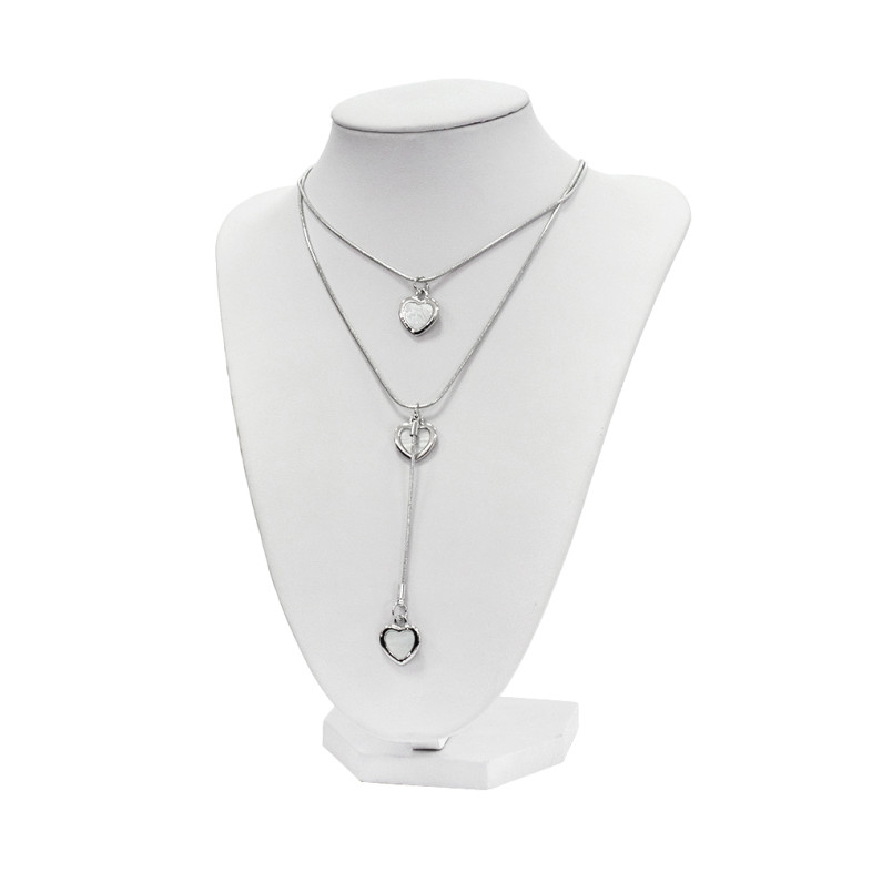 Necklace White Heart Nickel Silver 1 pc