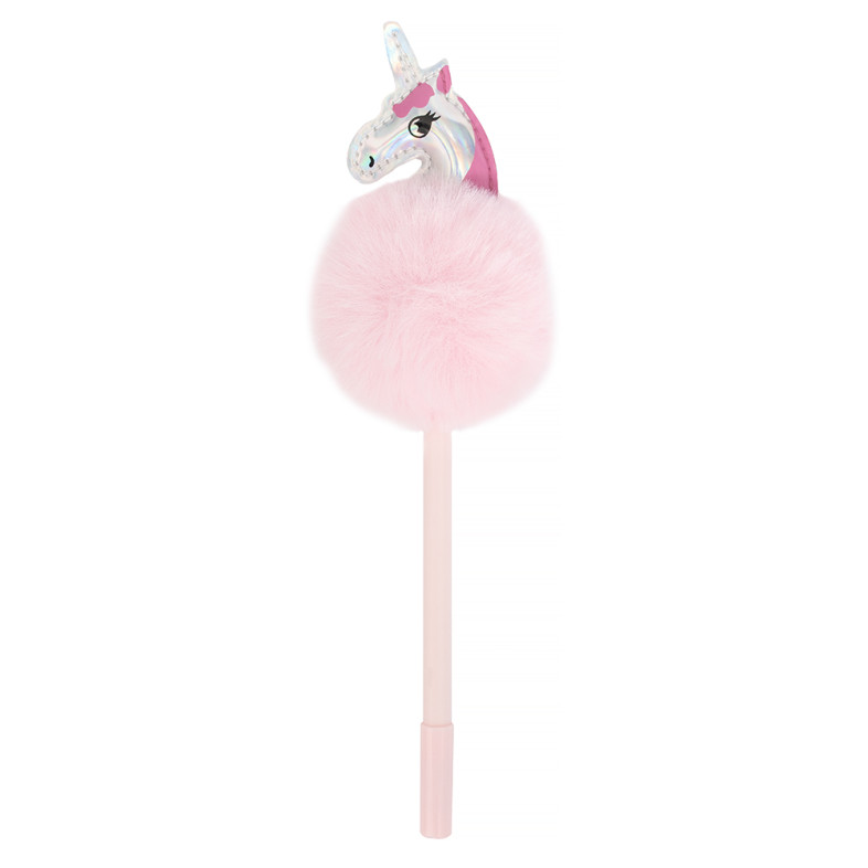 Gel pen blue paste Unicorn fluffy light pink 1 pc