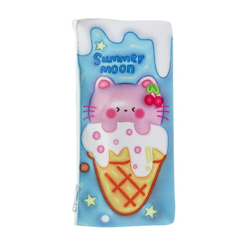 Pencil case 18x9 cm Ice cream blue 1 pc