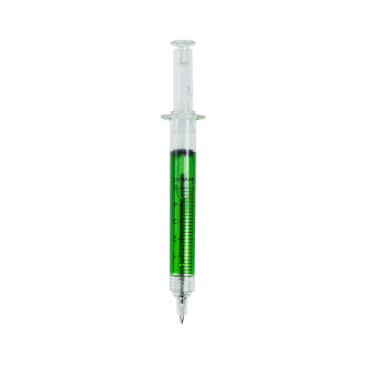Ballpoint pen black paste 13 cm Green syringe 1 pc
