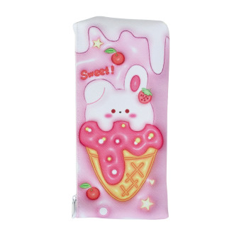 Pencil case 18x9 cm Ice cream pink 1 pc