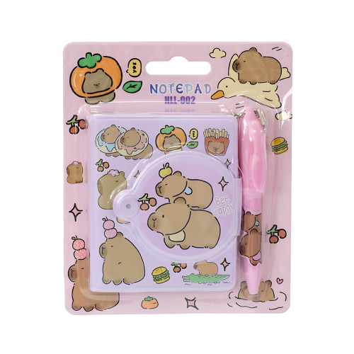 Notebook with Pen Capybara Pink 1 pc
