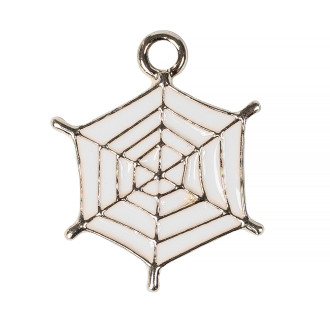 Enamel pendant Halloween Spider Web white 1 pc