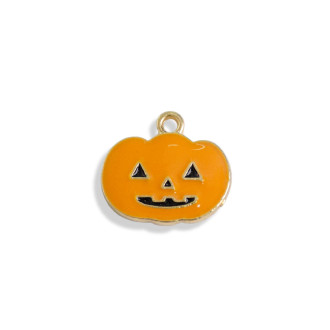 Halloween enamel pendant Pumpkin orange 1 pc.