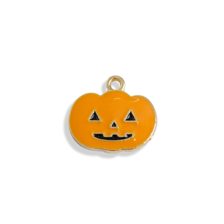 Halloween enamel pendant Pumpkin orange 1 pc.
