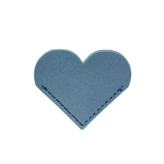 Leather bookmark 5x6 cm Heart blue 1 pc