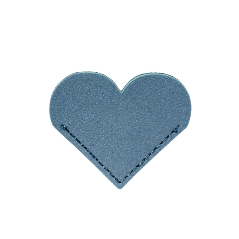 Leather bookmark 5x6 cm Heart blue 1 pc
