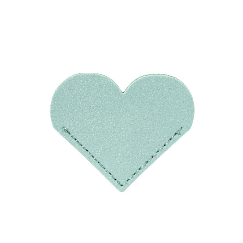 Leather bookmark 5x6 cm Heart turquoise 1 pc