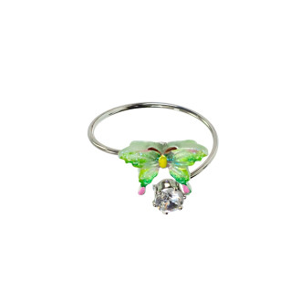 Metal ring Butterfly glowing green 1 pc.