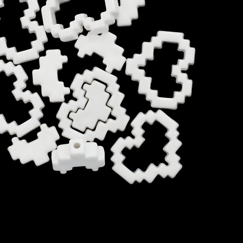 Plastic bead 30x25 mm Heart white 1 pc.