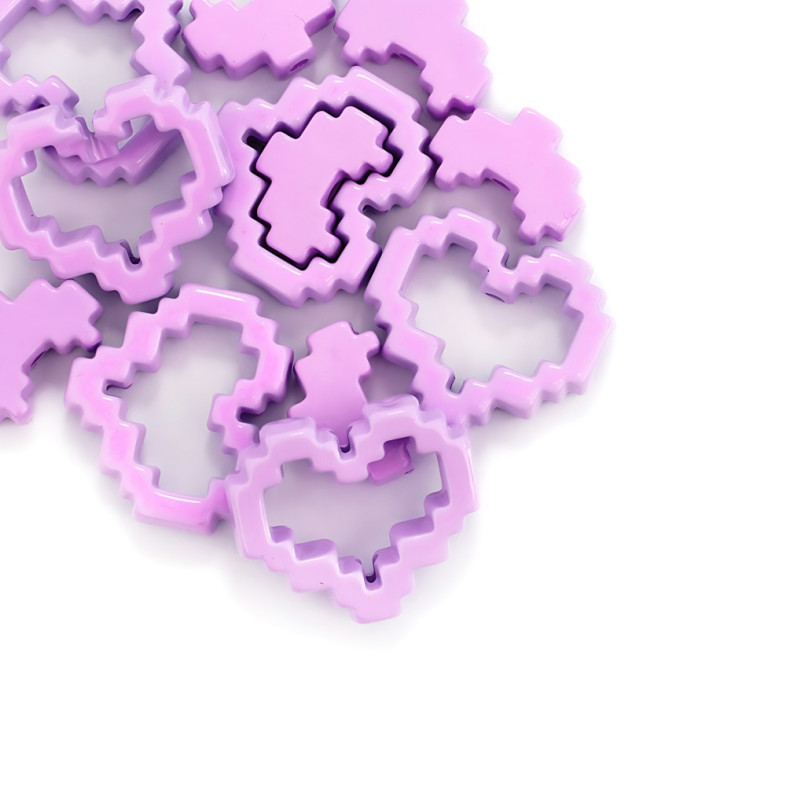Plastic bead 30x25 mm Heart purple 1 pc.