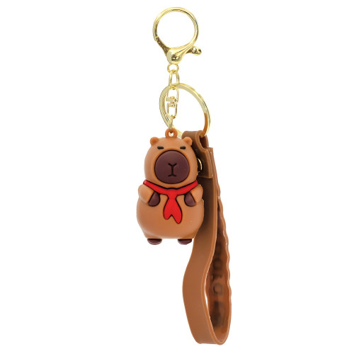 Keychain Capybara with Red Tie Brown 1 pc