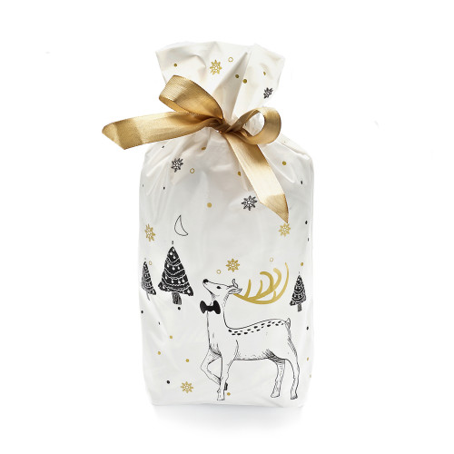 Plastic Bag 23.5x14.5x5.5 cm with Ties Deer White 1 pc