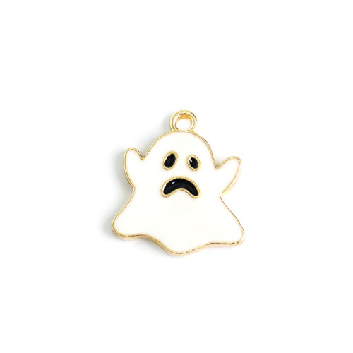 Enamel pendant Halloween Ghost white 1 pc.