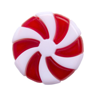 Koralik plastikowy 23 mm Lizak czerwono-biały 1 szt