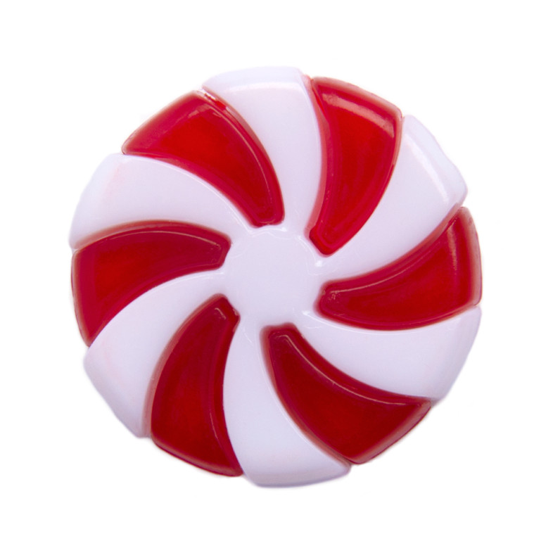 Koralik plastikowy 23 mm Lizak czerwono-biały 1 szt