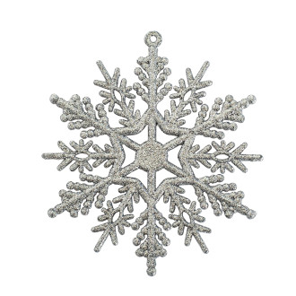 Element dekoracyjny 10 cm Śnieżynka srebrny 1 szt