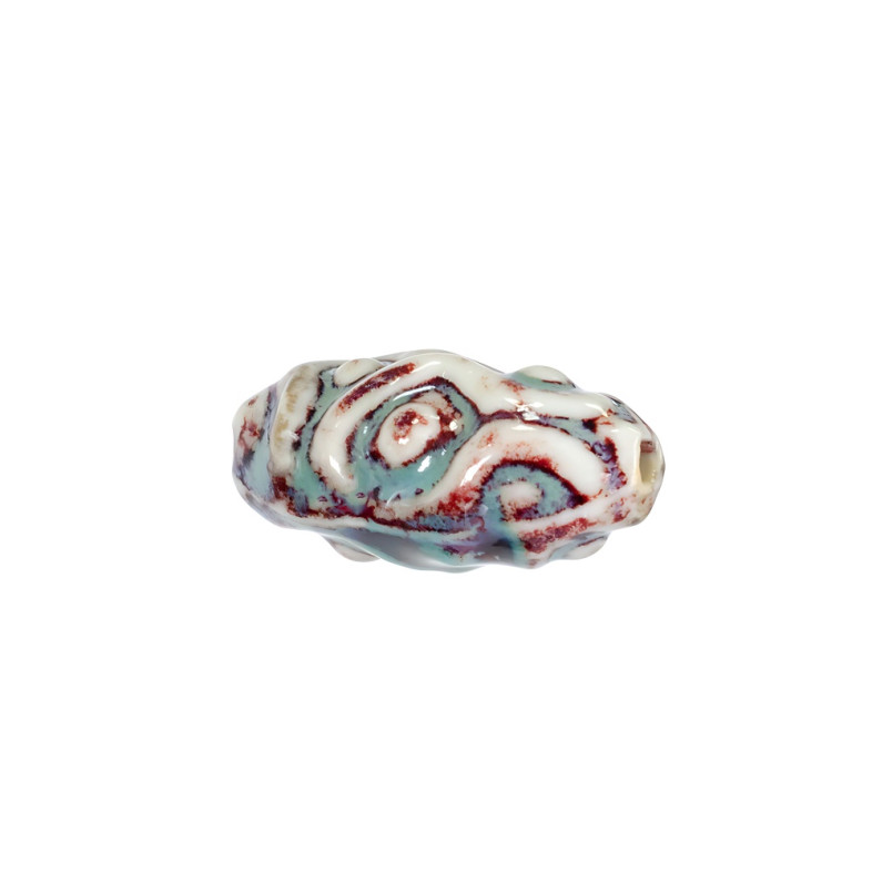 Ceramic bead 35x18 mm oval burgundy 1 pc