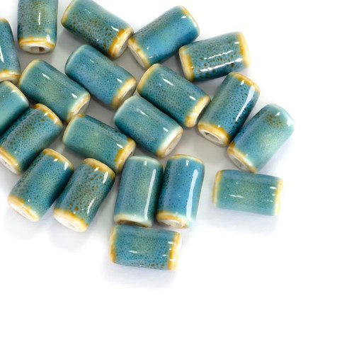 Ceramic bead 10x6 mm rectangular blue 1 pc.