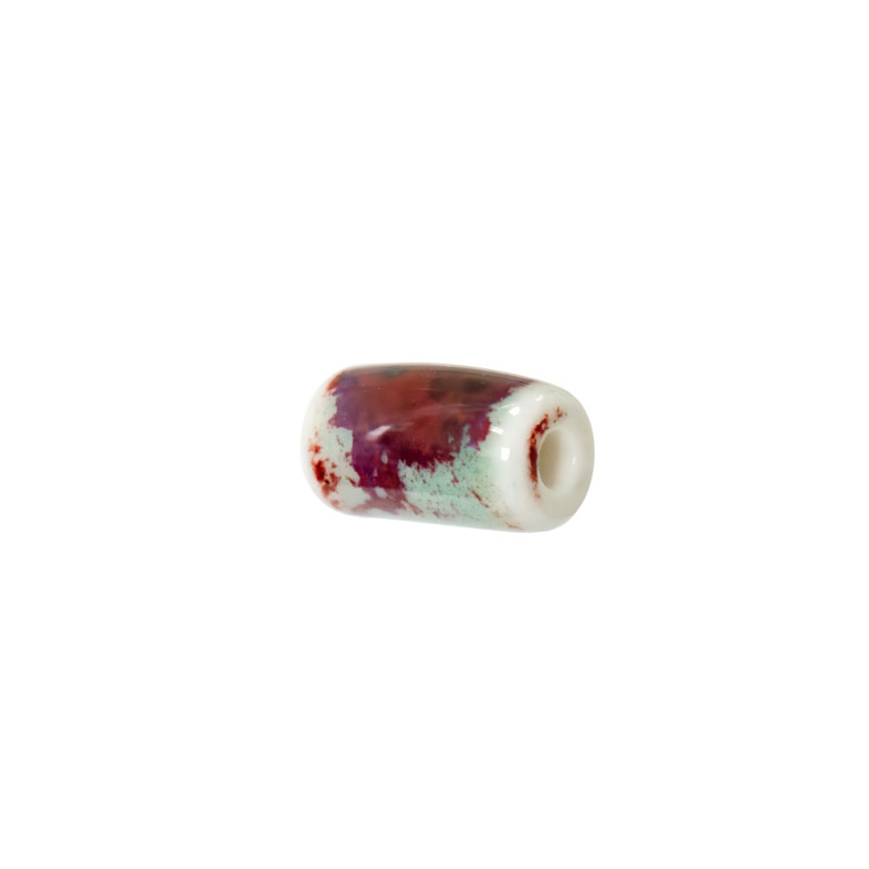 Ceramic bead 10x6 mm rectangular burgundy 1 pc