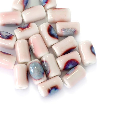 Koralik ceramiczny 10x6 mm prostokątny różowy 1 szt