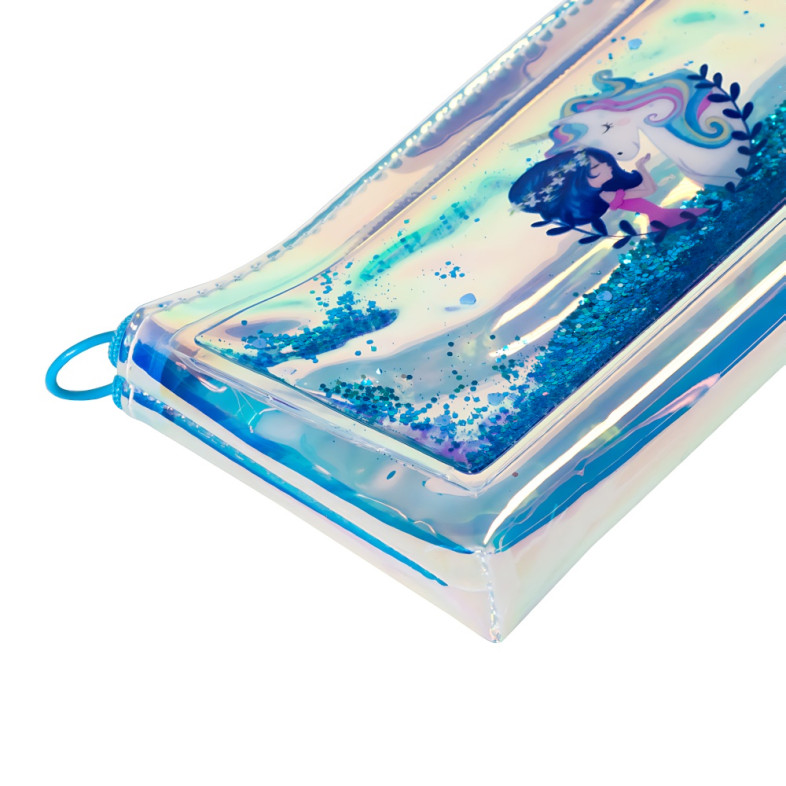 Pencil case 19 cm Unicorn rainbow blue 1 pc