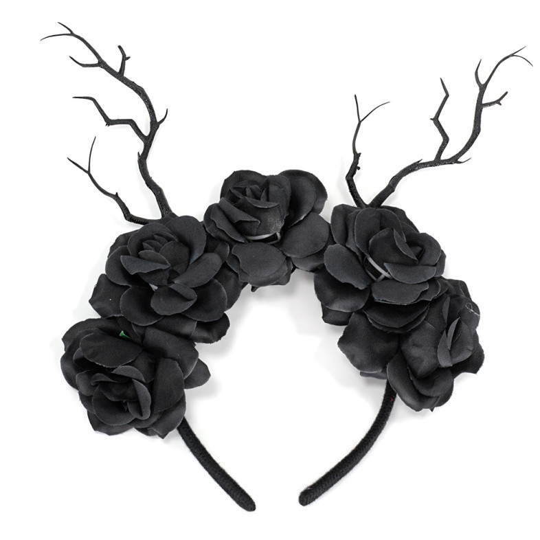 Plastic hoop Flowers black 1 pc.