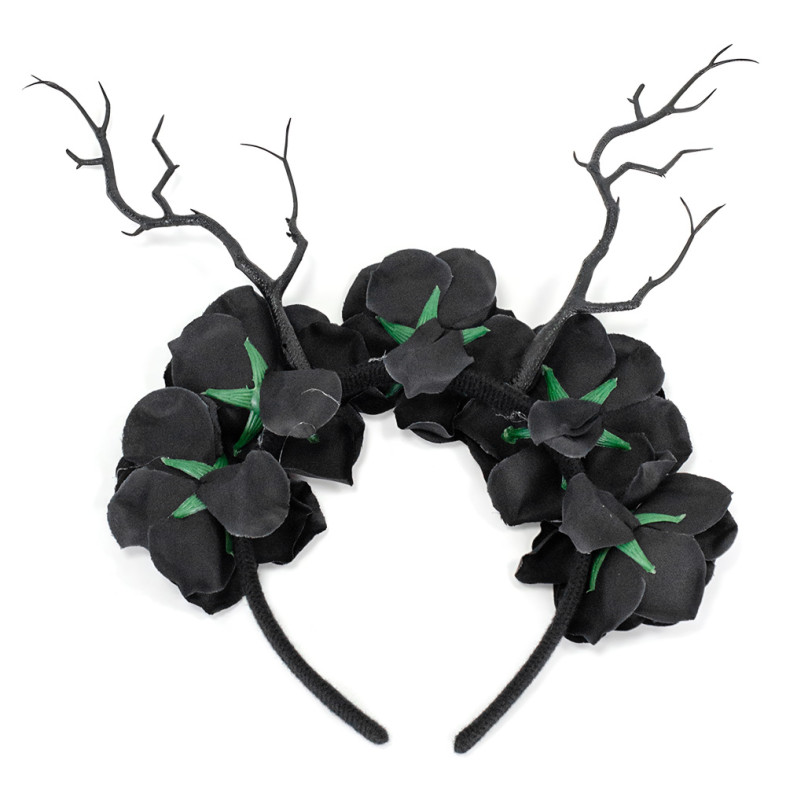 Plastic hoop Flowers black 1 pc.