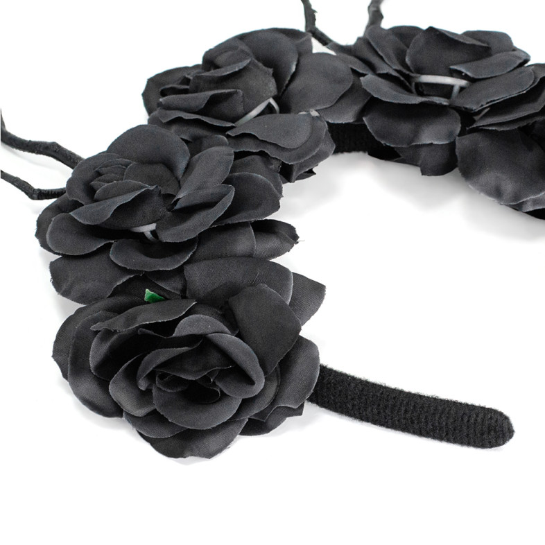 Plastic hoop Flowers black 1 pc.