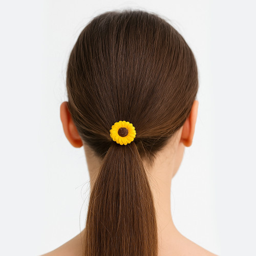 Hair elastic 35 mm Flowers yellow pack of 3 pcs