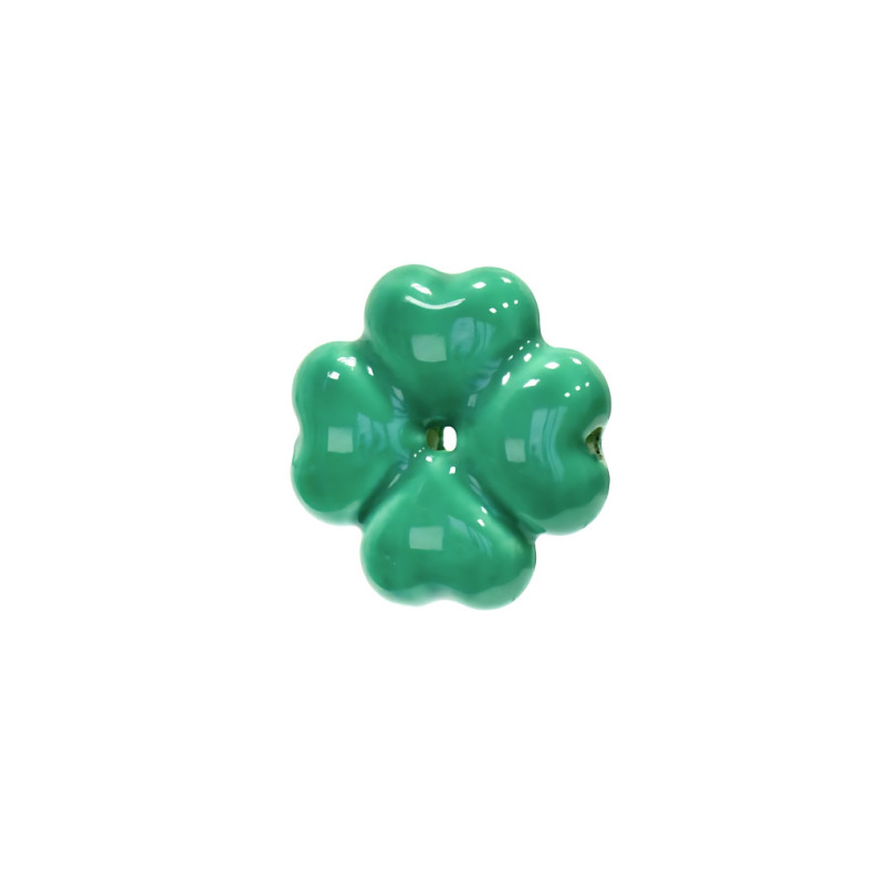 Ceramic bead 26 mm Clover green 1 pc