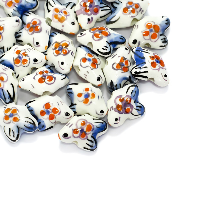 Ceramic bead 20x16 mm White bird 1 pc.