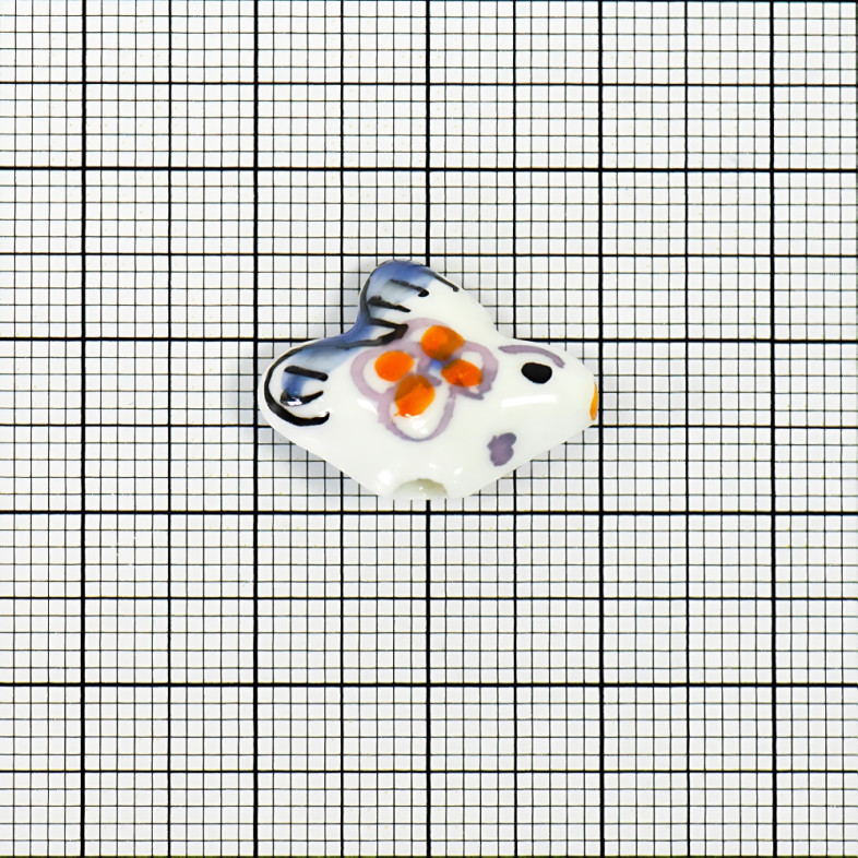 Ceramic bead 20x16 mm White bird 1 pc.