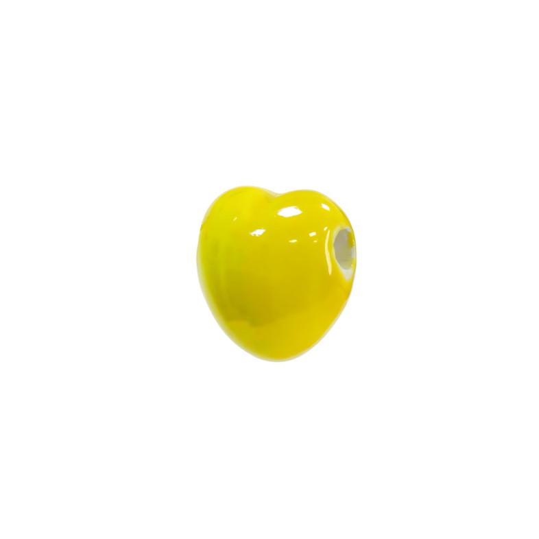 Ceramic bead Heart yellow 1 pc.