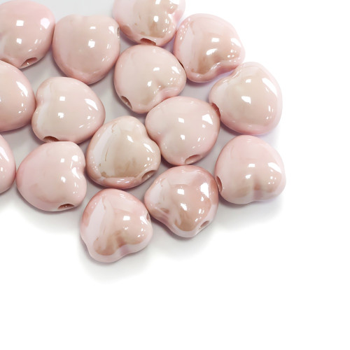Ceramic bead Heart pink 1 pc.