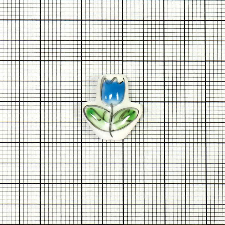Ceramic bead Blue Flower 1 pc.