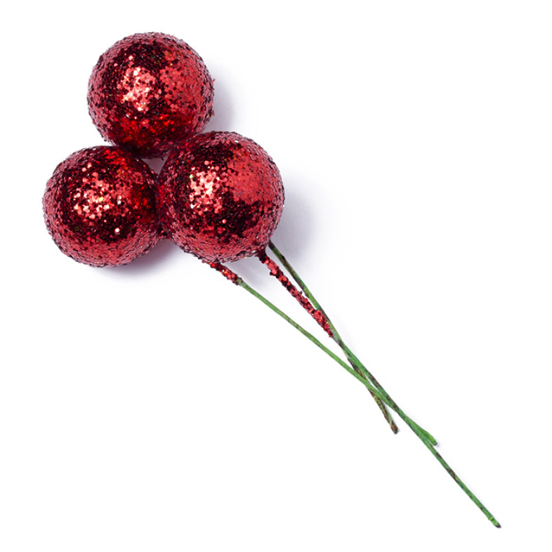 Decorative Element 10 cm Glitter Ball Red 1 pc