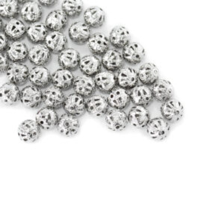 Ażurowy koralik 6 mm w kolorze melchioru 1 szt