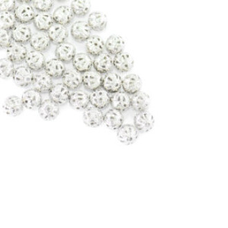 Ażurowy koralik 6 mm w kolorze srebrnym 1 szt